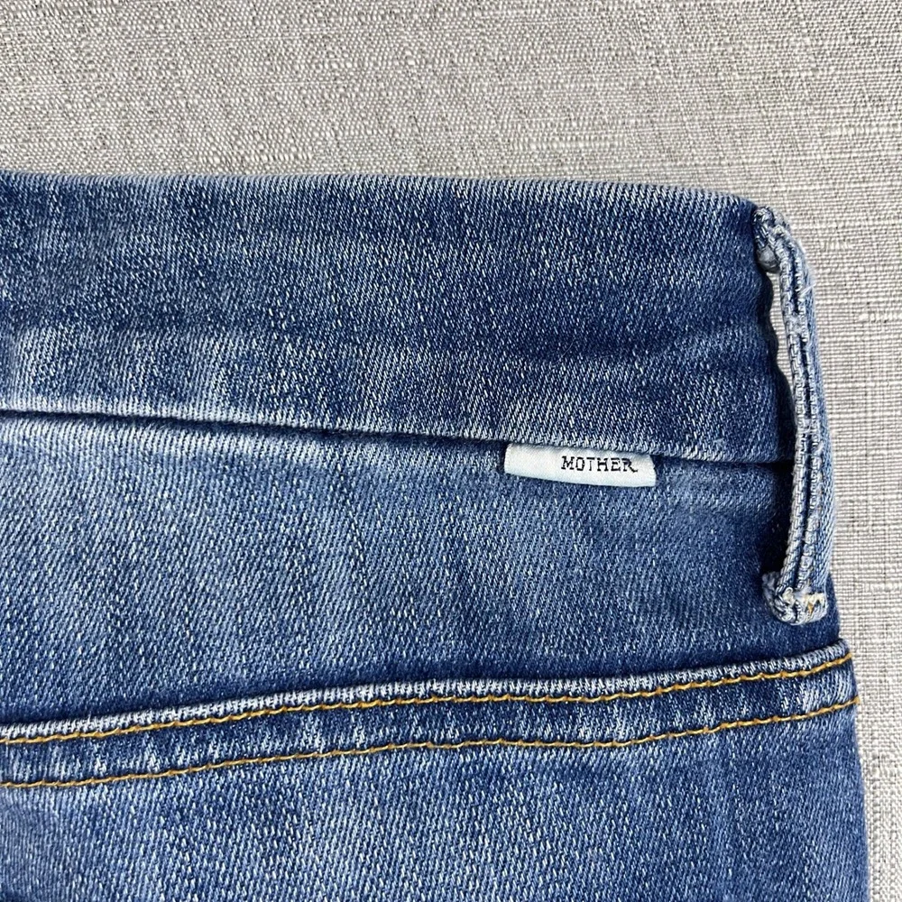 MOTHER High Waisted Looker Ankle Fray Skinny Jeans Womens‎ 26 Blue Denim